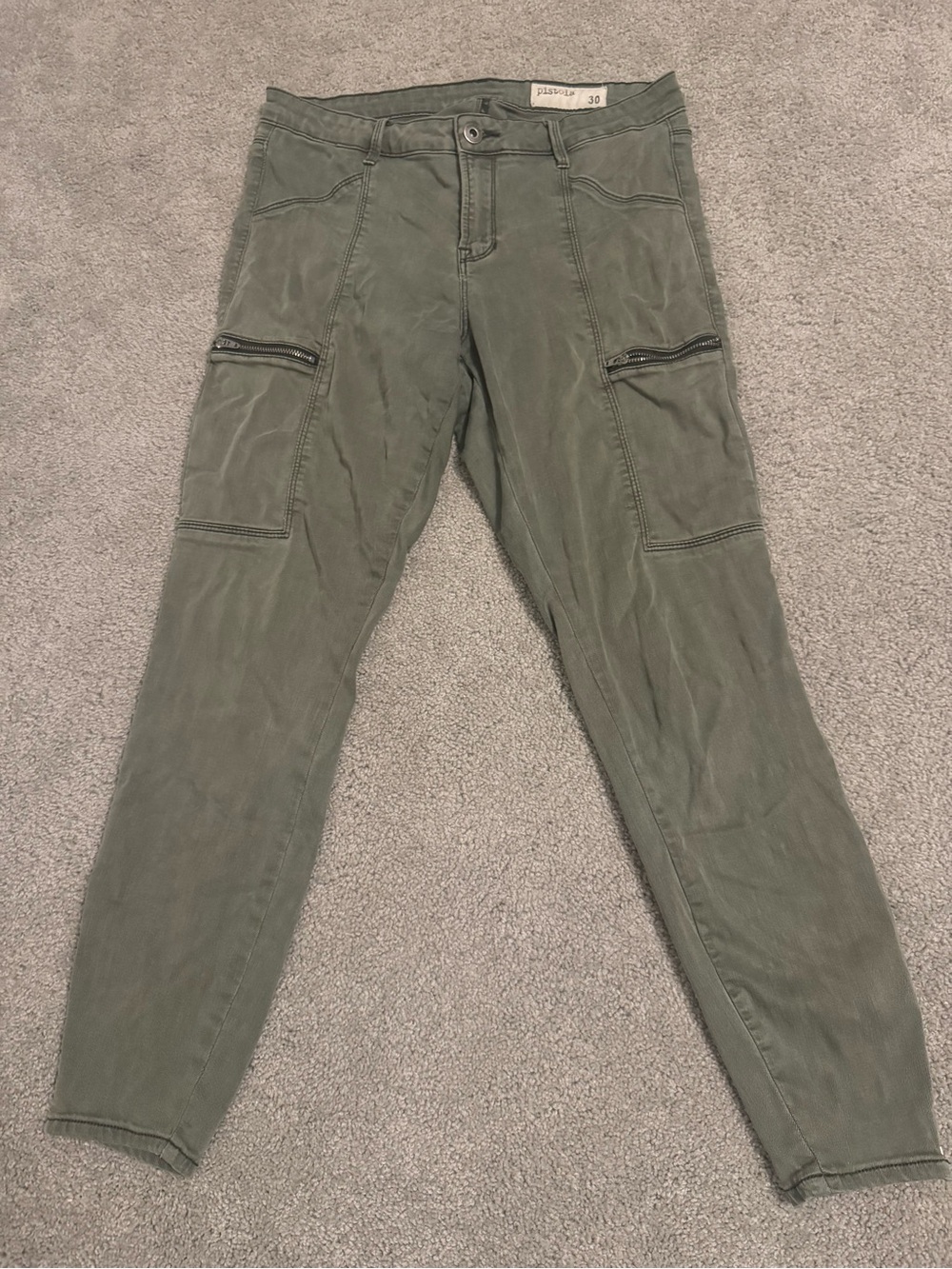 pistola Olive Green Skinny Cargo Jeans